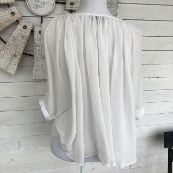 Off White Chiffon Button Down Poncho - Picture 4 of 4